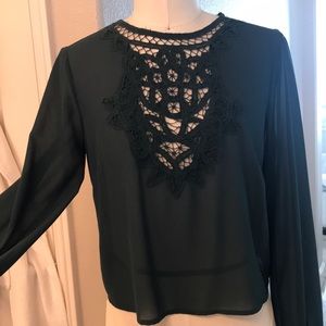 Dark green see through top